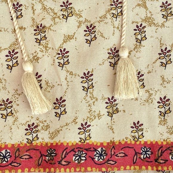 BeachLunchLounge Boho Floral Shift Tassel Tie Mixed Pattern Dress Size L - Picture 5 of 7